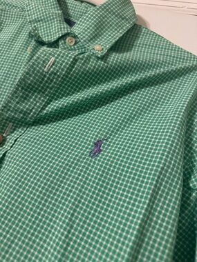 Ralph Lauren Green Gingham Button-Down Shirt men’s  M classic fit